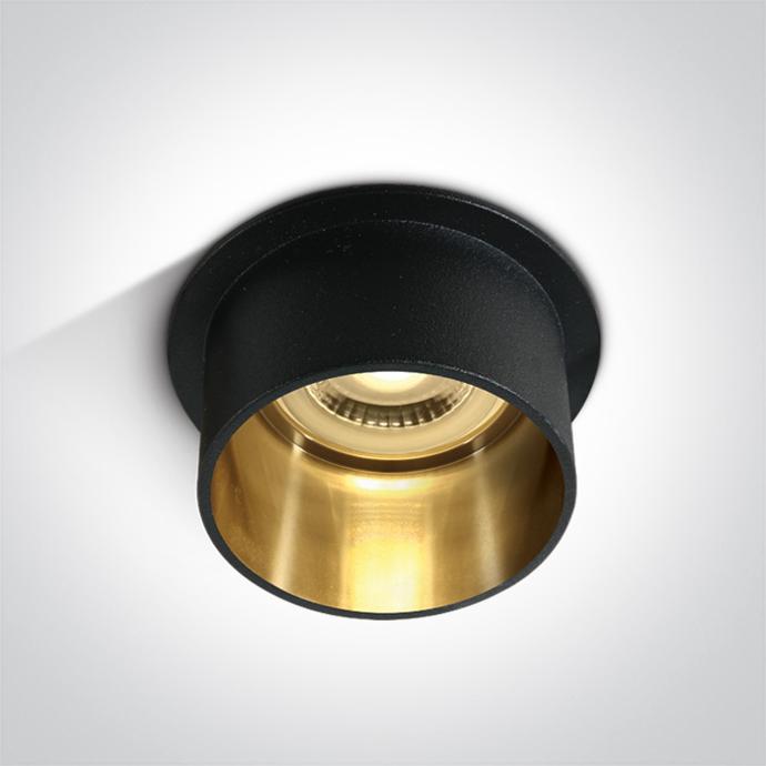 Spot encastré rond noir laiton avec douille et lamp MR16 6w 3000k 230v
